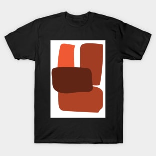 Abstract Monochromatic Red and Brown Geometric Shapes Graphic Art Print T-Shirt